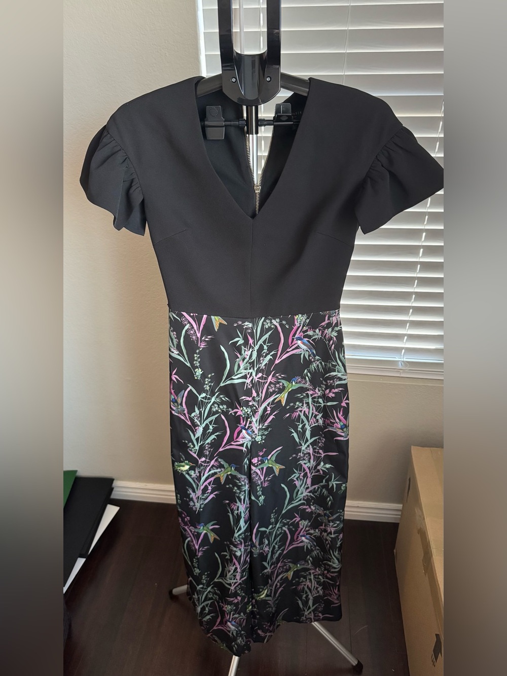 Ted Baker Black Rompers with Pink & Green Botanical Print